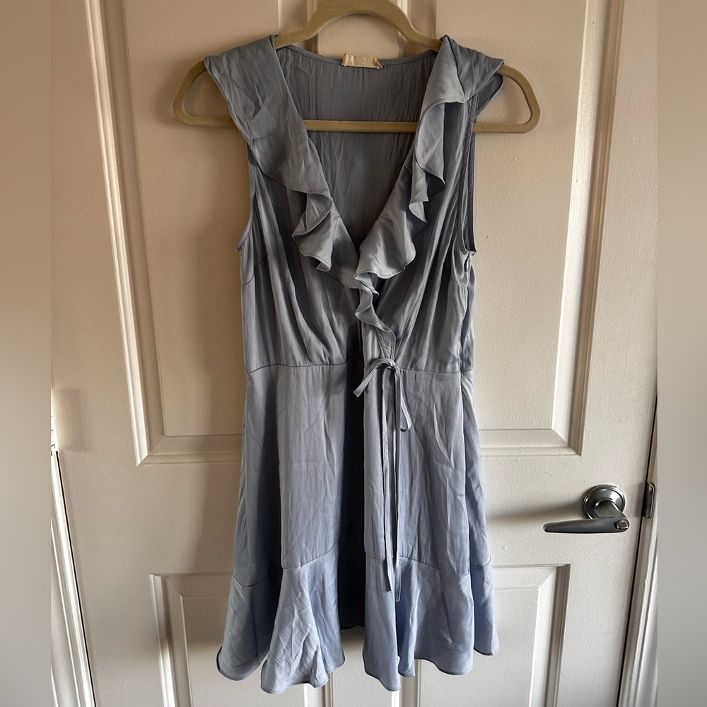 💙 Altar’d State Light Blue Ruffle Wrap Dress – Size M